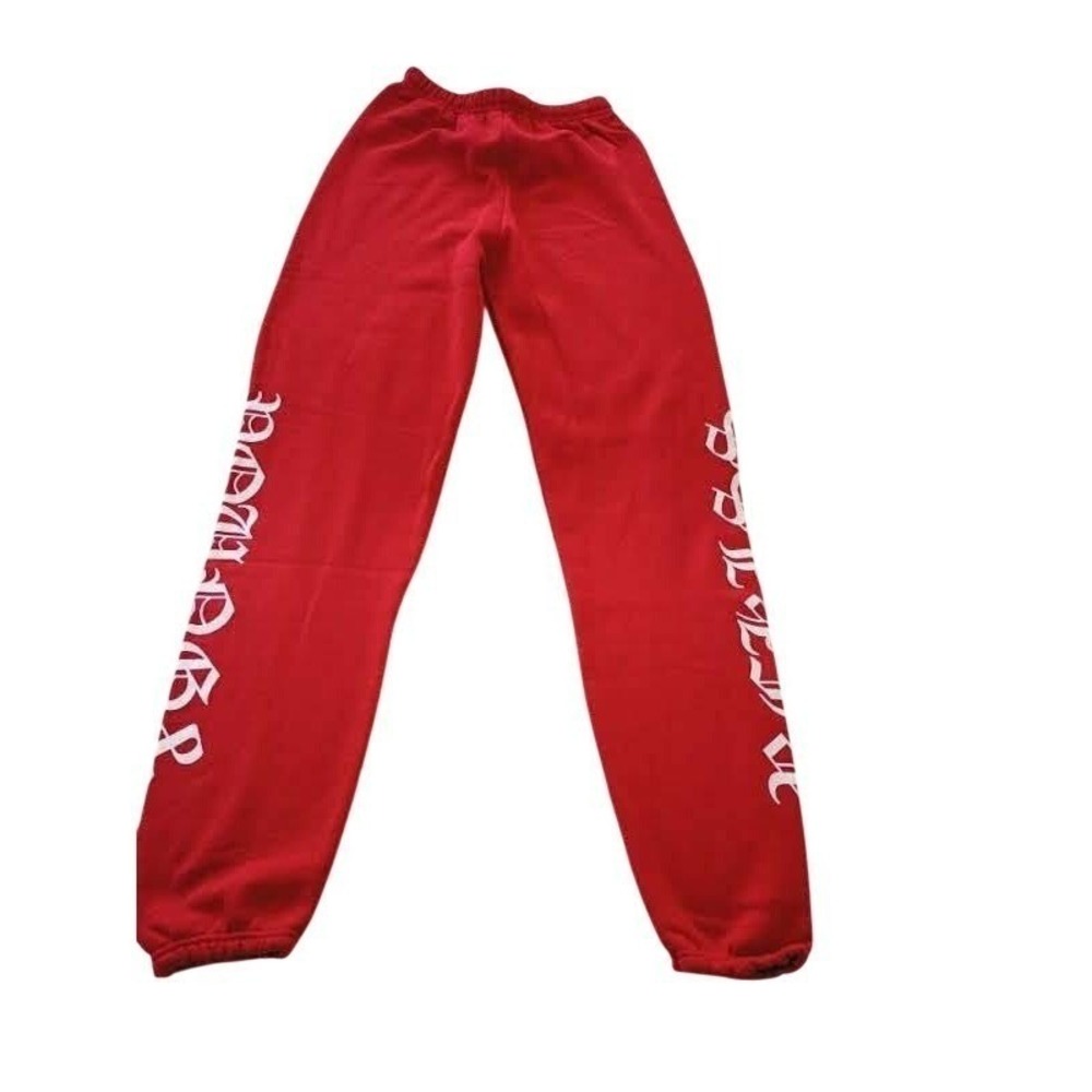 YR SIGNATURE Red Sweatpants Logo Print‎ Elastic Waist Casual Bottoms SMALL